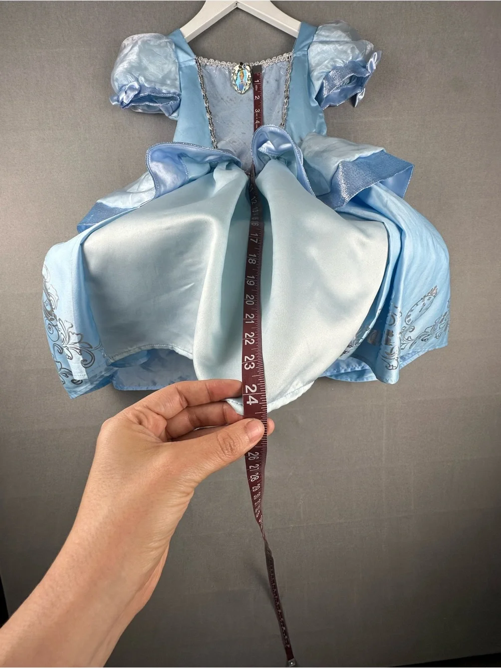 Cinderella Princess Costume Dress Girls Blue Satin Puff Sleeve Sparkle
